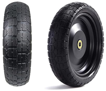 Handkarre Vollgummireifen Ersatz,Flat Free Schubkarrenräder Reifen Mit 5/8“ Achsbohrung & 2.1“ Offset Nabe,Universal Flat Free Reifen für Rasenmäher Garten Traktor Trolley(Size:13,Color:2pcs)