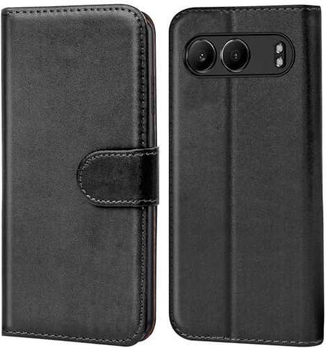 Verco Handyhülle für OnePlus Nord 4 Hülle, Bookcase Tasche Flipcover für OnePlus Nord 4 Case [Kartenfächer/Aufstellfunktion], Schwarz