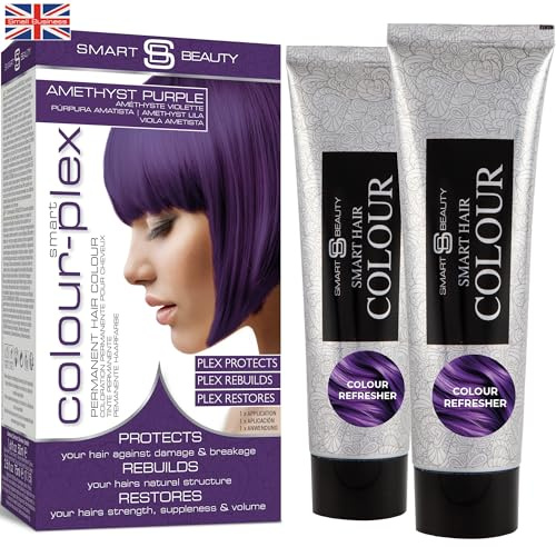 Pro Finish Bundle Pack - Amethyst Purple Hair Dye & Colour Refresher - Smart Beauty Permanent Hair Colour with Maintenance Colour Booster