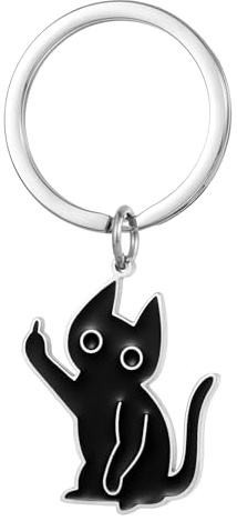 Yamobi Schwarzer Katzen Schlüsselanhänger,Schlüsselanhänger Katze für Katzenliebhaber,Geschenk Beste Freundin, Süße Keychain Cute als Geschenk für Katzenliebhaber
