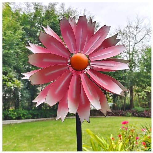 Grand moulin à vent en métal pour extérieur, jardin, terrasse, rose, 150 cm de hauteur et 33 cm de diamètre