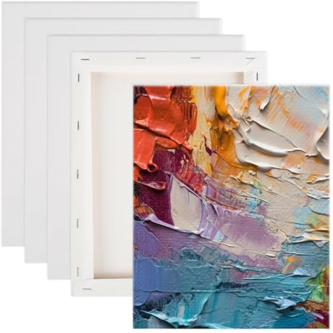 YOPEUC 5 Pièces Toile Peinture 24x30cm,1,6cm D'épaisseur Panneaux de Toile,Toiles à Peindre Encadrées pour Peintures Acryliques, Peintures À L'huile Gouache,Cartons Entoilés