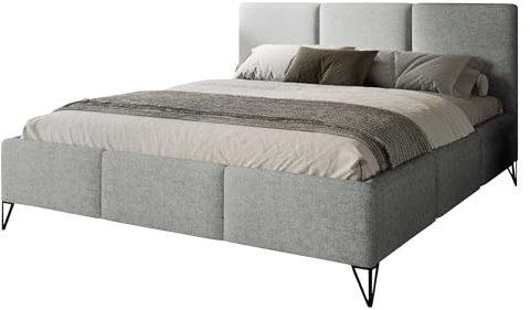 Mirjan24 Polsterbett Leforn mit Bettkasten (2 Kammern), Lattenrost mit Federung und Holzrahmen, Schwarze Metallfüße, Bettgestell, Ehebett (Ruben 2115, 200 x 200 cm)