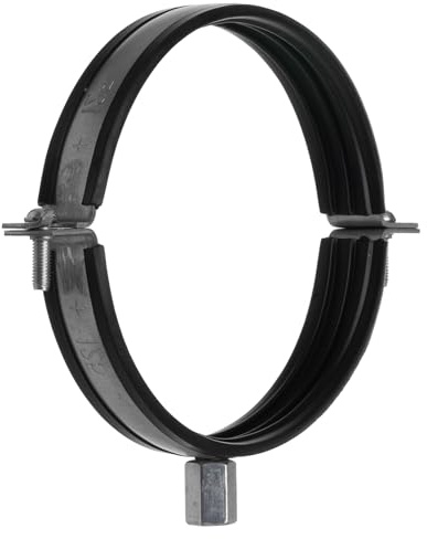 TURvent 125mm Rohrschelle - Verzinkter Stahl Rohrhalterung - Schlauchschelle mit Gummidichtung und M8/M10-Gewinde - Schelle für Lüftungsrohr Lüftungsschlauch - Rohrhalter aus Metall - 1 Stück