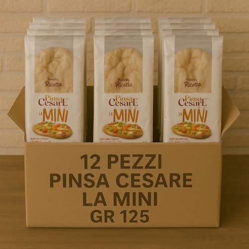 Pinsa Cesare Mini – 12 Basi da 125g – Morbida Dentro e Croccante Fuori – Senza Conservanti – Ideale per Finger Food, Aperitivi, Monoporzione – Pronta in 5 Minuti