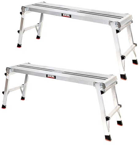 Excel Heavy Duty Aluminium Platform Work Bench Folding Hop Up 1190 x 306 mm Pack of 2