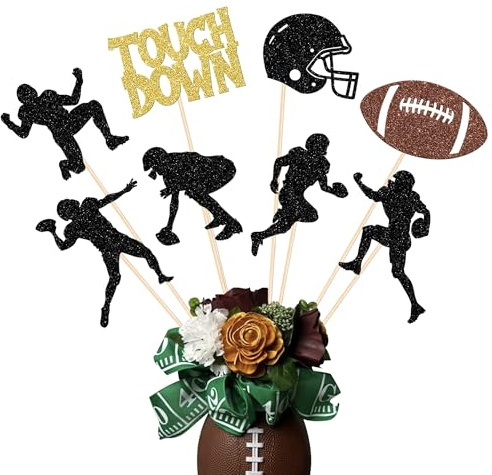 16 Packung American Football Geburtstag Tortendeko Rugby Fussball Cake Topper Centerpiece Sticks Kuchendeko für Geburtstag für Amerikanischer Fußball Tortendeko Thema Party Kuchen Deko