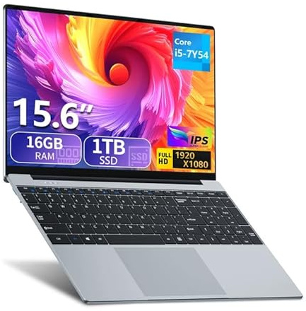 QLall Computer portatile da 15,6 pollici, processore Intel Core i5, Win 11 Pro Laptop 16 GB RAM 1 TB SSD, 1920 x 1080 FHD display 16:9, notebook per ufficio con tastiera retroilluminata, laptop per