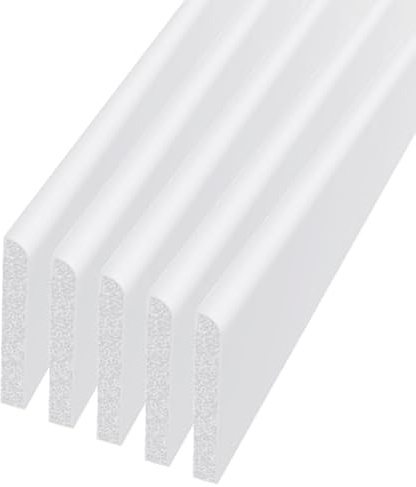 UPVC Plastic Trim 60mm x 1m x 5 Pack - White Architrave Skirting Board/Window Finishing Trim