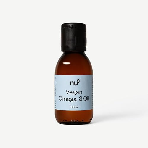 nu3 vegan Omega-3 Oil - Mikroalgenöl Öl, reich an DHA und EPA, Plus Vitamin D3, nachhaltig, fruchtiger Zitronengeschmack, vegan, pflanzliche Alternative für Fischöl, für Gehirn und Sehkraft – 100 ml