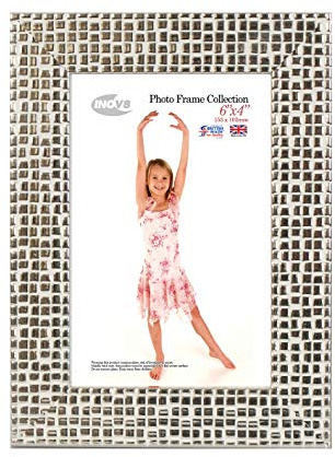 Inov8 Framing Photo Frame, Mosaic Silver Holds Picture 6x4 (15.24cm x 10.16cm)