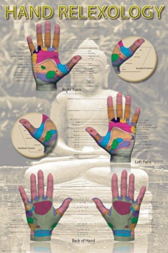 1art1 Reflexzonenmassage Poster Hand Reflexology, Handreflexzonen Plakat | Bild 91x61 cm