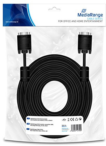 Cavo VGA MediaRange termin. HD 15 Pin M/M 20,0 m Nero