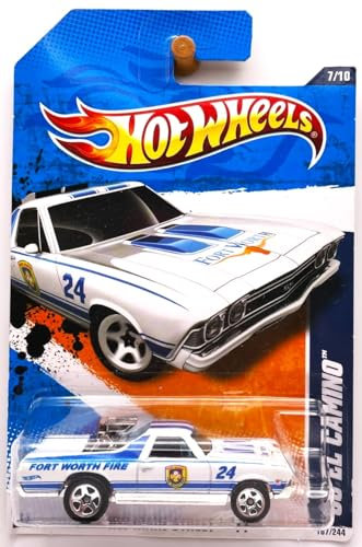 Hot Wheels 2011 '' '68 EL CAMINO  HW MAIN STREET '11 - 7 of 10 - 167/244 White with 'FORT WORTH FIRE' on rear Quarterpanel & Worth emblem on engine behind cab & Tonneau Cover