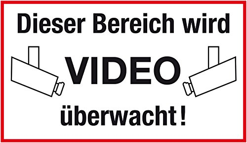 Metafranc Hinweisschild Dieser Bereich wird Video überwacht! - 250 x 150 mm / Beschilderung / Warnmarkierung / Sicherheitsmarkierung / Grundstückskennzeichnung / Gewerbekennzeichnung / 500210