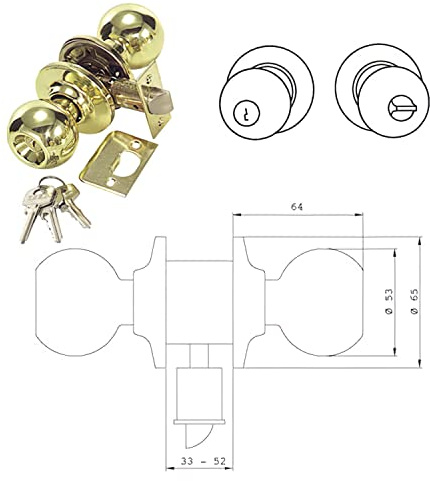 tesa Assa Abloy 3900U0LP Türknauf-Set, Messing poliert, Funktion 00