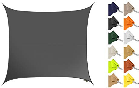 Kookaburra 5.4m Square Water Resistant Garden Patio Sun Shade Sail Canopy 96.5% UV Block with Free Rope (Charcoal)