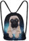 Hanessa Jutebeutel mit Space-Mops Tier Aufdruck Sportbeutel Tüte Rucksack Beutel Tasche Gym Bag Gymsack Hipster Fashion Sport-Tasche Einkaufs-Tasche Weiß