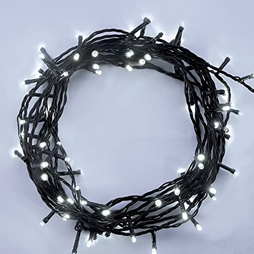 ANSIO® Luci Natale Esterno 10m 100 LED Luci Albero di Natale Natalizie Luminose Bianco Fredda Luci Natalizie da Esterno/Interno Ideale per Mantello, Balcone Lucine Luminoso | Cavo Verde