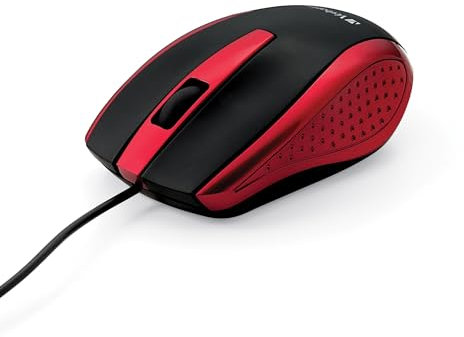 Verbatim Wired USB Computer Mouse - Corded USB Mouse for Laptops and PCs - Right or Left Hand Use, Red 99742