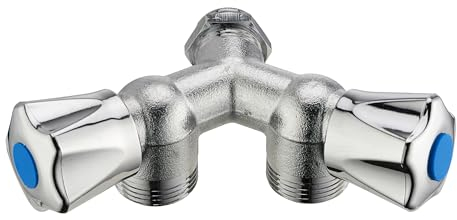 Rubinetto per lavatrice con 2 uscite a Y | Connessione resistente per impianti idraulici |Consente di distribuire l'acqua in modo efficiente| Facile da installare nei sistemi domestici|QUICK PLOMBERIE
