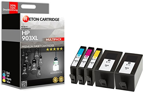 5 Original Reton Druckerpatronen | 20% höhere Druckleistung | kompatibel zu HP 903XL für HP Officejet Pro 6950, Pro 6960, Pro 6970