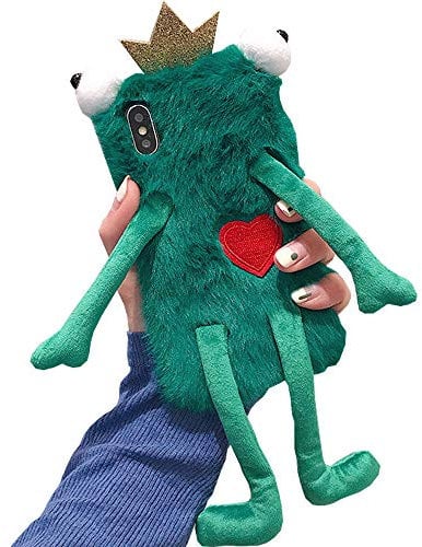 SGVAHY Fluffy Frog King for iPhone 6 Plus case,Fashion Cute Funny 3D Cartoon Fur Fuzzy Warm Bumper Soft TPU Cover Case for iPhone 6s Plus. (iPhone 6 Plus / 6s Plus)