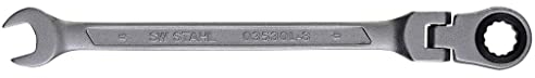 SW-Stahl 03530L-8 Gabelringratschenschlüssel 8 mm I Ringschlüssel mit Gelenk I 72 Zähne I Maulschlüssel mit Ringratsche I Ringratschenmaulschlüssel SW 8