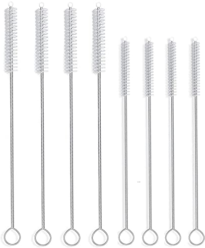 ALINK Extra Wide Drinking Straw Cleaning Brush Kit, Pack of 8, 4-pcs 9 x 12 mm Cleaner for Boba Smoothie Straws, 4-pcs 7.5 x 7 mm Cleaner for Stainless Steel Tumbler Straws