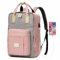 Kasgo Rucksack Damen, Wasserabweisend Schulrucksack Mädchen Teenager 15.6 Zoll Laptop Vintage Rucksack mit USB-Ladeanschluss Casual Daypack für Hochschule Reise Arbeit Schulranzen(Rosa und Grau)