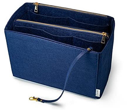 AT Allure-T ® Handtaschen Organizer aus Filz, 2in1 Abnehmbaren Reißverschluss-Tasche, Bag in Bag Organizer Tasche, Taschenorganizer Neverfull gm, Blau L