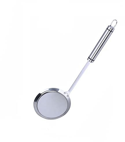 Strainers Fine Mesh, SUS 304 Premium Stainless Steel Fine Mesh Food Strainer Kitchen Colander Sieve Sifter Hand-held Oil Spoon Seives with Good Grip Handle, Small Medium Large Size
