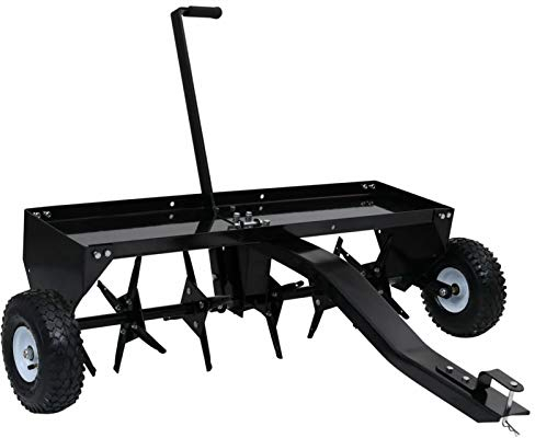 Tidyard Rasenlüfter für Aufsitzmäher Einhand-Hebel Vertikutierer Rasenbelüfter Aerifizierer Rasentraktor Traktor 2 Luftreifen 102cm