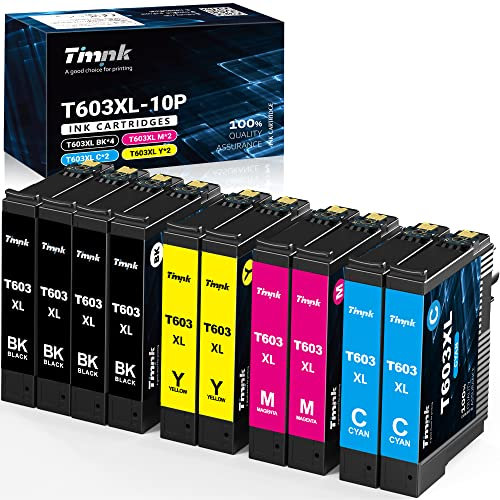 Timink 603 XL Cartuchos de Tinta compatibles para Epson 603XL Compatibles con Epson XP-2100 XP-2105 XP-3100 XP-3105 XP-4100 XP-4105 WF-2810 WF-2830 WF-2850 (10 Paquetes)