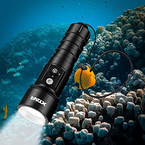 XTAR Rechargeable Diving D26 Cool LED 1100Lumens Unique Side Switch Power Indication Scuba Dive LED Flashlight 100m Underwater Waterproof Photography Handheld Torch(Not Included Battery