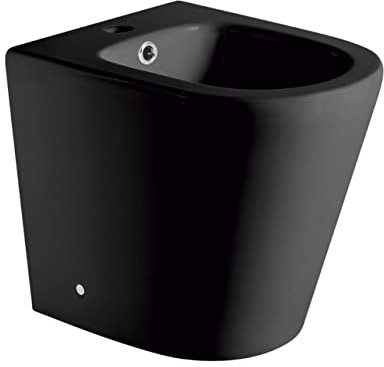 Bidet a Suelo de Baño Moderno Negro Mate - Bidé Cerámico Negro Mate a Juego con inodoro Redondo -Sin tapa y Fácil Limpieza (Bidet)