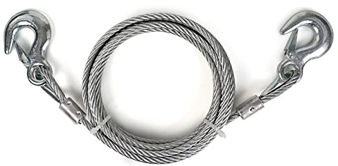 Towmavin Towing Steel Winch Cable, 5/16” x 20ft Wire Rope with 2 Hooks, 7000LBS Breaking Strength, Heavy Duty Tow Cable