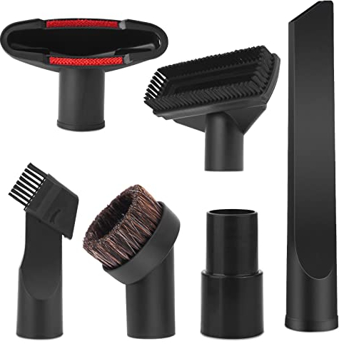 32 mm Staubsauger Düsen Bürsten Set - Wiseten Universal 6 Stück Polsterdüse Fugendüse Matratzendüse Saugbürste Bürstendüse mit 35mm zu 32mm Schlauchadapter, Schwarz