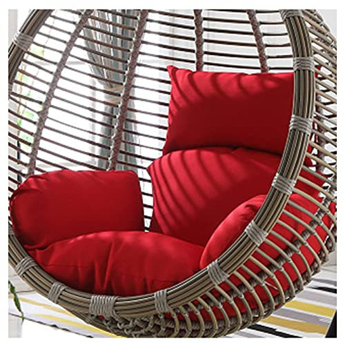 RRNAR Hängesessel Kissen, Verdickte Auflage für Polyrattan/Rattan Hängeschaukel, Schaukel Korb Auflagen für Patio Garten Balkon,Rot,120x90cm