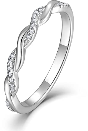 Starnny Damen Ringe Sterling Silber 925 Infinity Unendlichkeit Ringe 3A Cubic Zirkonia Verlobungsring für Damen,52