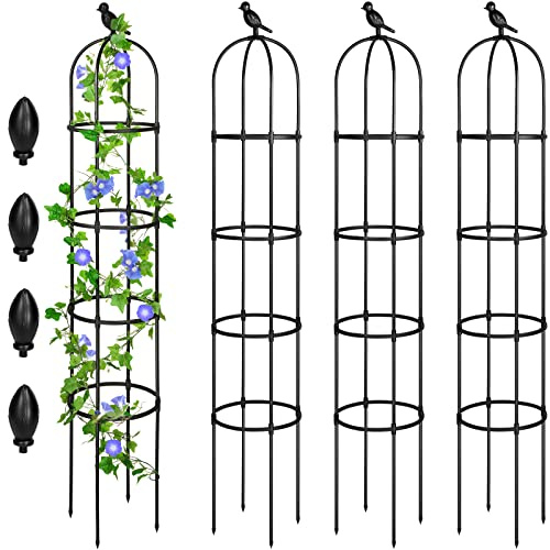 4 Stück 1,8 m Garten Obelisk Rankgitter für Kletterpflanzen Outdoor Rostfrei Rose Rankgitter für Töpfe Hoher Turm Pflanzengitter Metall Garten Rankgitter für Outdoor Indoor Reben Blumenpflanzen