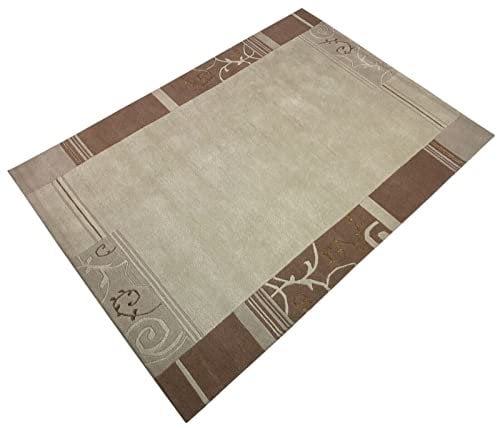 Indo Nepal Handgeknüpft Teppich beige 100% Wolle Hochwertiger Gabbeh 160x230 cm