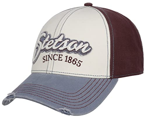 Stetson Tricolour Vintage Distressed Cap Damen/Herren One Size (56-60 cm) - Basecap aus 100% Baumwolle - Größenverstellbare Mütze - Frühling/Sommer cremeweiß One Size