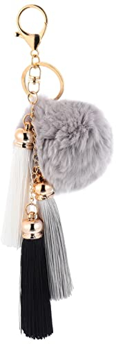 Luxshiny Flauschige Schlüsselanhänger Kugeln Plüsch Quaste Schlüsselanhänger Pom Pom Schlüsselanhänger Taschendeko Accessoires Für Taschenschlüssel (Grau)