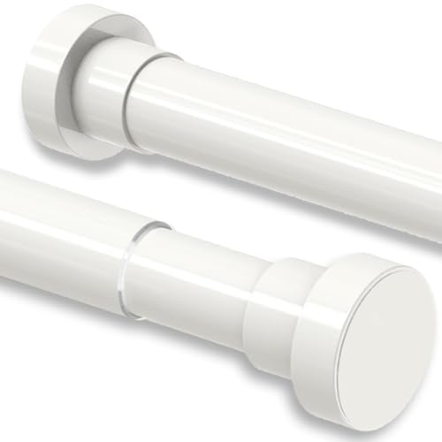 1 Stück Duschvorhangstange ohne Bohren Ausziehbar teleskopstange vorhang Edelstahl Duschvorhangstange,Gardinenstangen für Schrank,Badezimmer,Balkon,Duschvorhang(50-80cm,φ25mm,Weiß)
