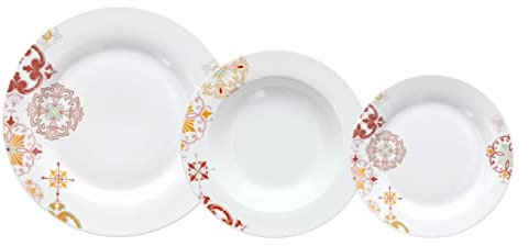 Vajilla 18 Piezas Porcelana Burdeos 1 cm Mostaza