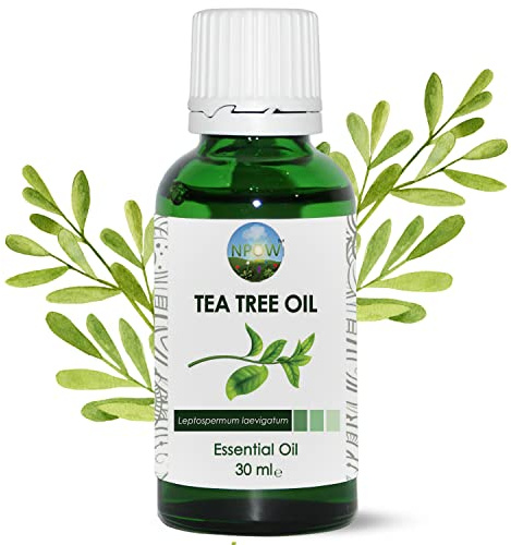 NPOW Pure Tea Tree Oil for Nail Fungus - 100% Pure Essential Oils for Skincare, Aromatherapy, Therapeutic Tea Tree Essential Oils for Acne, Oil for Facecare, Purify the Hair Scalp - 30ml