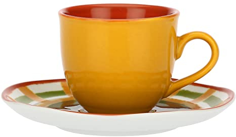 Rose & Tulipani - Set 6 Tazzine Caffè con piattino Gialla Cottage