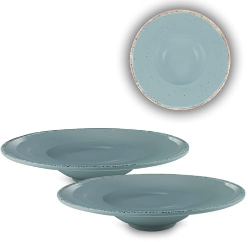 ARCA, Servizio di Piatti, Set di 2 Piatti Cappello del Prete, Realizzati in Melamina, Set per la Tavola, Colore Fango, Collezione Tierra, 28x6 cm