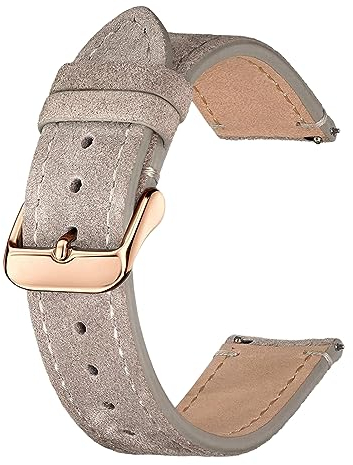 Chlikeyi Uhrenarmbänder aus mattem Rindsleder und Wildleder, 18-22mm, goldbraun, Uhrenarmband, Khaki-Roségold, 18 mm